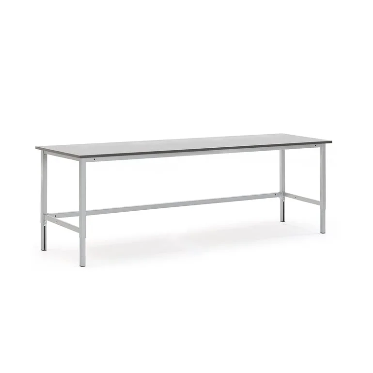 Hæve sænke arbejdsbord MOTION, manuel, 400 kg belastning, 2500x800 mm, grå