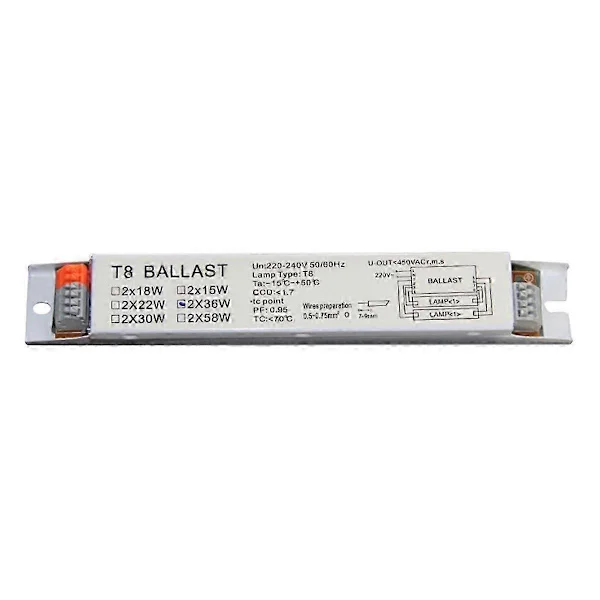 T8 2x36W elektronisk ballast för UV-bakteriedödande lampa, lysrör för hemkontorsmaterial järnplåt