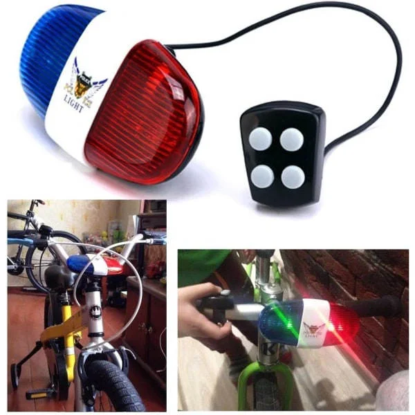 Cykel LED-lys Cykel Elektrisk Horn 4 Lyde 6 LED Cykel Politisirene Elektrisk Lys Cykeludstyr Tilbehør