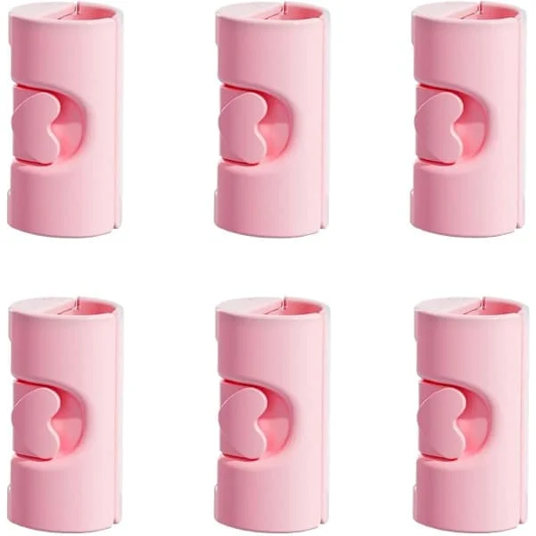 6 Pieces Bed Sheet Clips - Adjustable Sheet Holders, Duvet Clips for Most Mattresses, Food Bag Sealing Clips, Paper Clips (Pink)