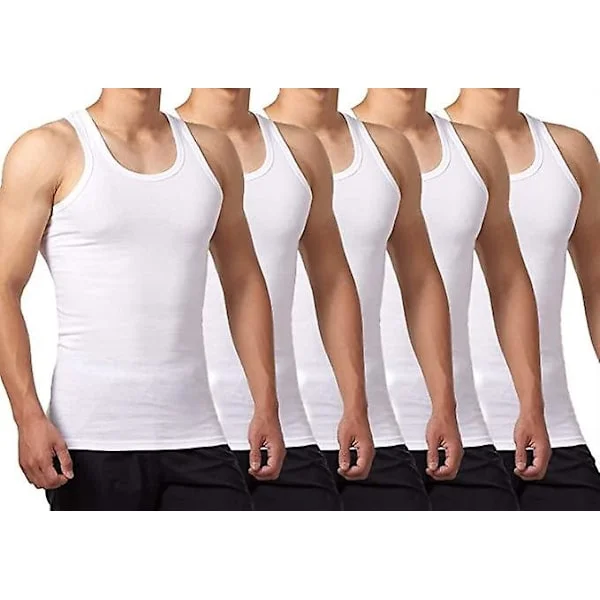 5-pak Herre tanktoppe i 100% bomuld, undertrøje (hvid*5) - XL