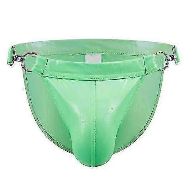 Herre Trusser Badetøj Badedragt Sexet Skinnende PU Læder Pose Lås Spænde Surfing Svømmebukser Strand Bade Bikini Undertøj L Grøn