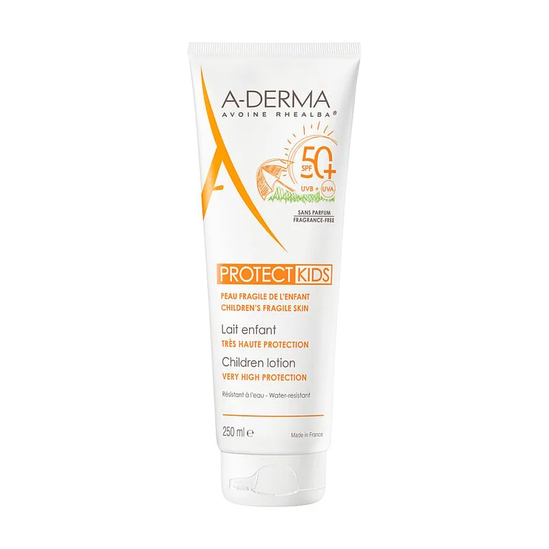 Spar 25% • Køb 2, A-DERMA Protect Kids Sun Lotion SPF50+ 250 ml, Hudpleje, Til Mor & Barn, Skincare Til Børn