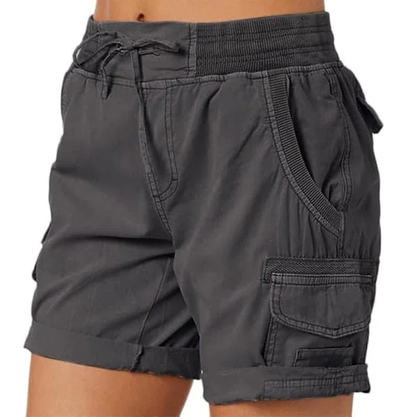 Women's Cargo Shorts Summer Loose Hiking Bermuda Shorts with Pockets Ladies Casual Mid-Thigh Dark Gray Dark Gray L
