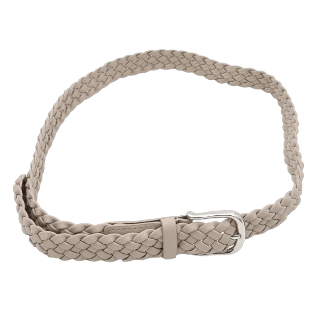 Complement Flätat Bälte I Imitationsläder, 3 Cm Skärp Dam Beige M