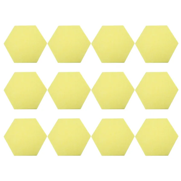 12 Pcs Sound Absorbing Board Hex Adhesive Acoustic Panels Wedges Wall Soundproof Enclosure Yellow