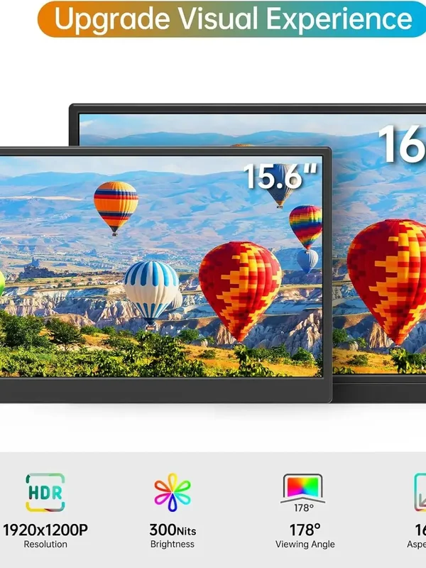 AliExpress - UPERFECT 16" 1200P 120Hz tragbarer Monitor 100% sRGB tragbarer Gaming Monitor mit eingebautem Stand HDR und Freensync externer USB C 