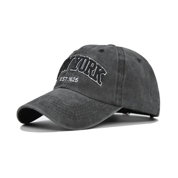 New York Broderi Baseball Kepsar Distressed Faded Keps SVART