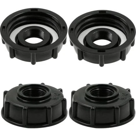 IBC Tank Adapter Anslutning - Fat Slangkoppling Tillbehör Behållarlock - för Trädgårdskran Adapter Tank Utloppskoppling 3/4 Tum - 4 Delar Svart