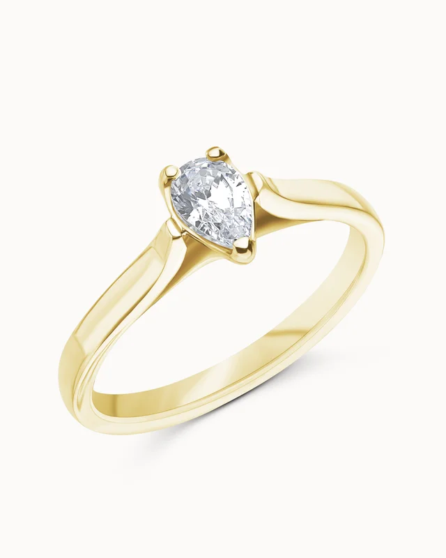 Alexia forlovelsesring 18K Gult Gull med Lab-cut pæreslipt Lab-dyrket diamant