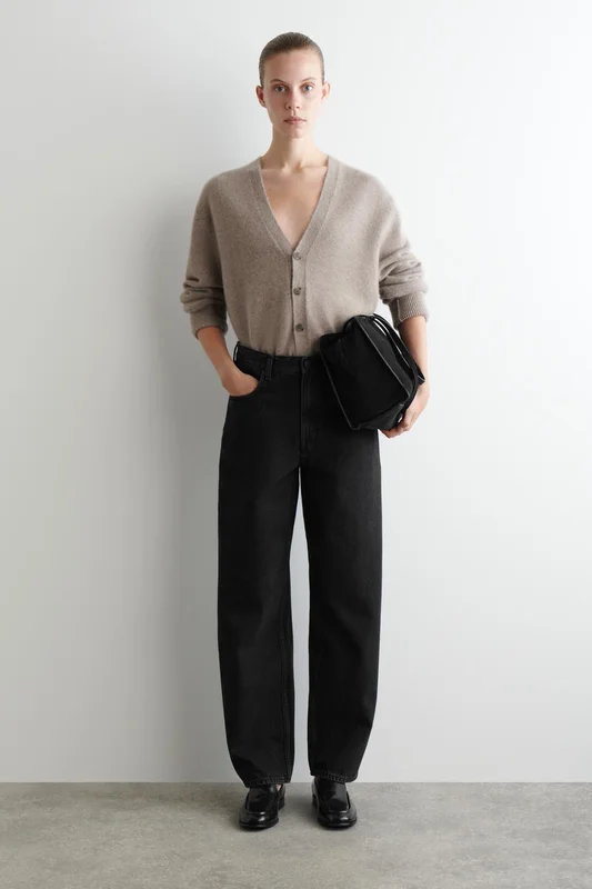 COS Women's Bay Barrel-Leg Jeans in Black