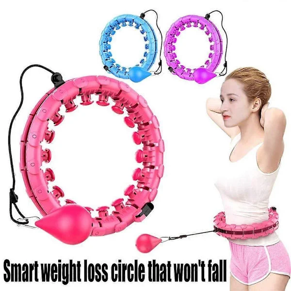 Gå ned i vekt Sport Smart Hula Hoop Telle sirkel Justerbar Gym Hoops Tynn midje Trening lyseblå Hula Hoop, Hul, 24 knuter