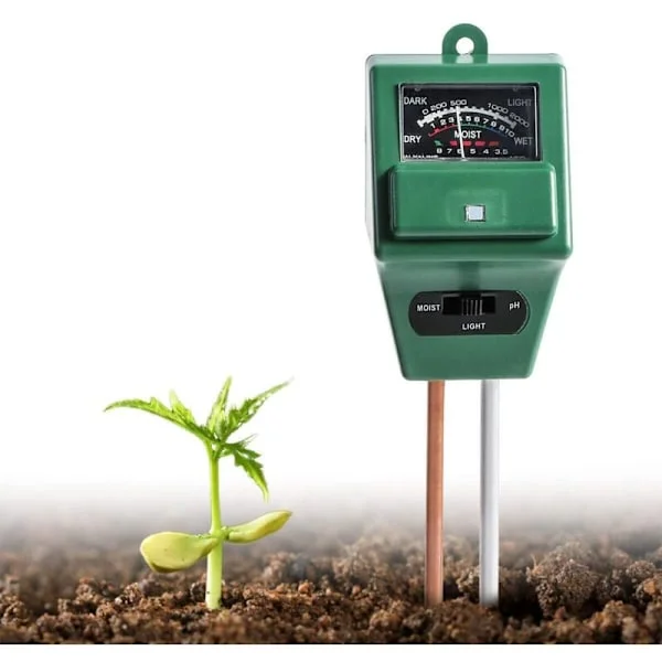 Digital jord pH-tester, 3 i 1 PH fugtighedsmåler sollyssensor sonde jord PH test sæt til planter, gård, indendørs/udendørs