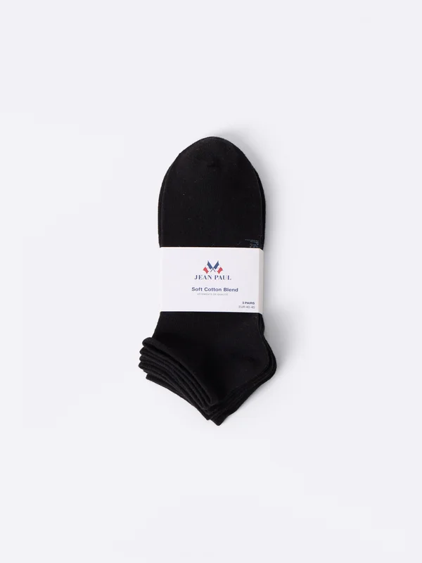 MATCH - 3 pk ankelsokker - Jean Paul - Str. 40-45 - Herre - Pysjamas & Undertøy - Svart - 78% Bomull, 20% Polyester - resirkulert, 2% elastan