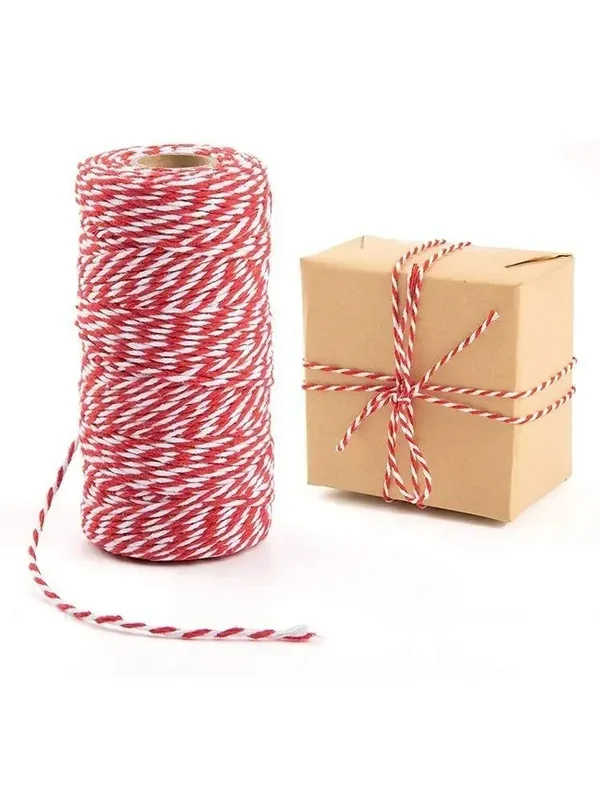 AliExpress - 100M Dubbele Kleur Katoen Baker Twine Touw Rood Wit Katoenen Touw Kerst Bruiloft Decoratie Geschenkpakket String DIY Ambachten Wrap