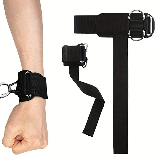 Lyftband med D-ring, handledsstöd, kraftiga tjocka bekväma lyftband, justerbara lyftband för handleder för gym
