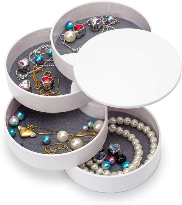 Jewelry Organizer, Small Jewelry Storage Box Earring Holder Rotating Travel Jewelry Case