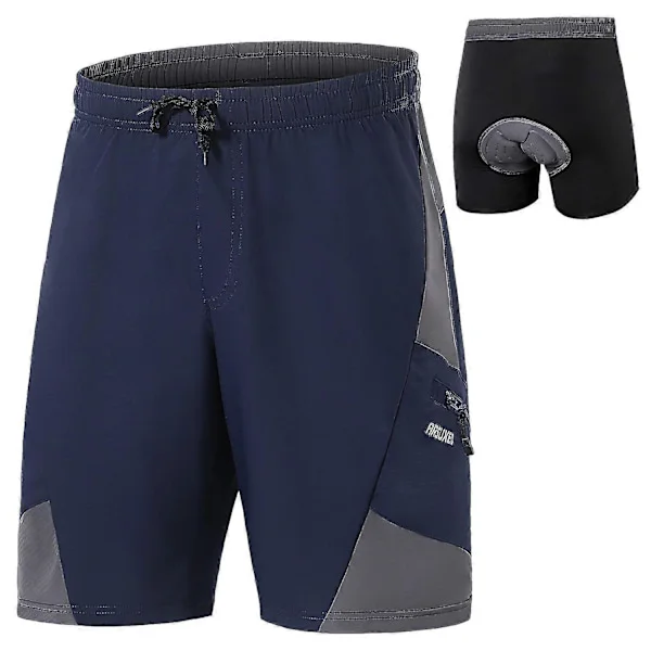 2-i-1 Vadderade Cykelshorts med Fickor Herr Andningsbara Träningsshorts för Träning Cykling