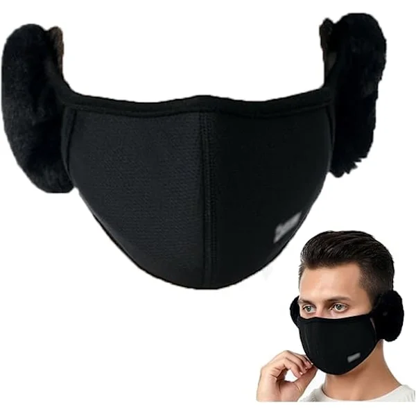 Ørevarmer Dame Herre, Vinterørevarmer med Ansigtsmasker, Vindtætte Plys Ørevarmere til Kvinder, Varmt Ørebeskyttelse til Vinteren
