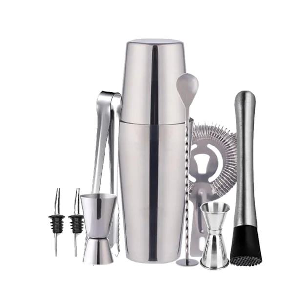 Cocktailset Dubbel shaker 750ml Rostfritt stål Silver 10 delar[C]