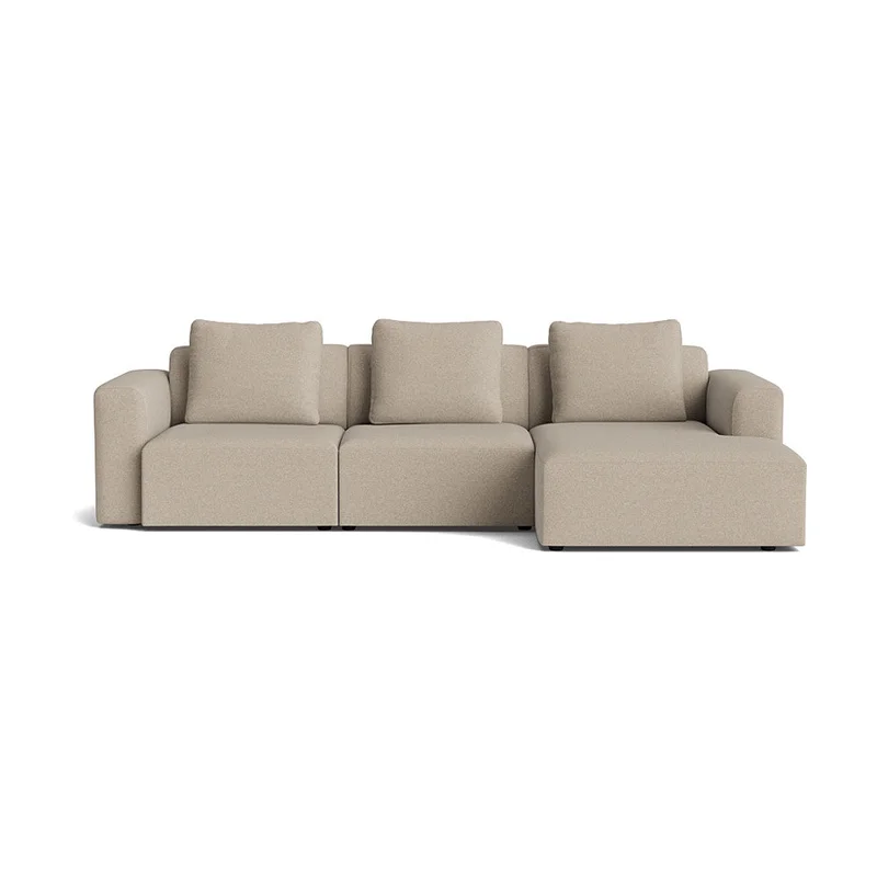 Como Chaiselong Sofa, Højrevendt - Aurora Beige - Håndlavet Kvalitets Sofa med Ekstra Puder - 286x155x83cm - Rummelig Chaiselong Sofa