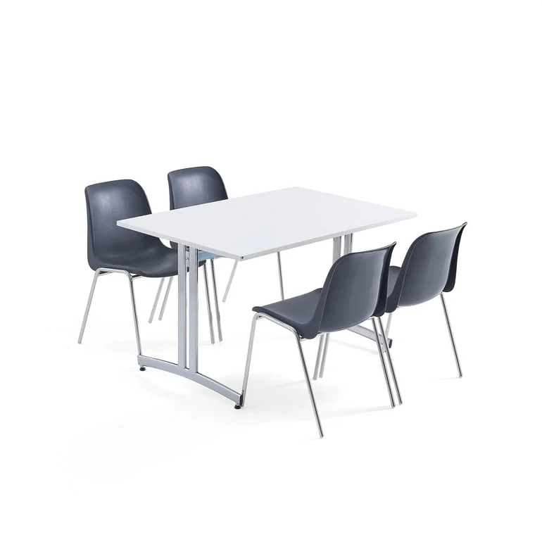 Furniture set SANNA + SIERRA, 1 table and 4 chairs, dark grey/chrome