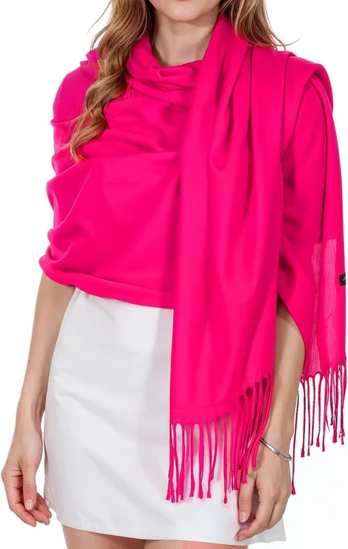 Pashmina-sjal for kvinner - Elegant sjal Luksuriøse sjal Bryllup Aftenkjoler Varm rosa