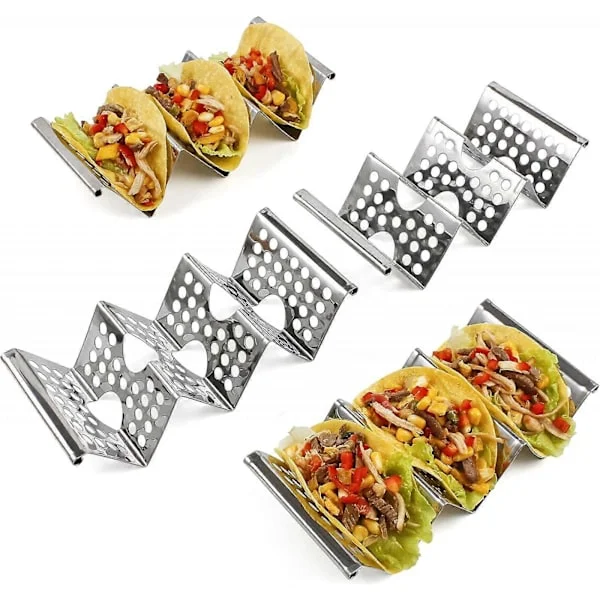 Taco-holdere i rustfrit stål, Premium Taco-stativer, Holder 2 eller 3 tacos Taco-holdere i rustfrit stål, Premium Taco-stativer, Holder 2 eller 3 