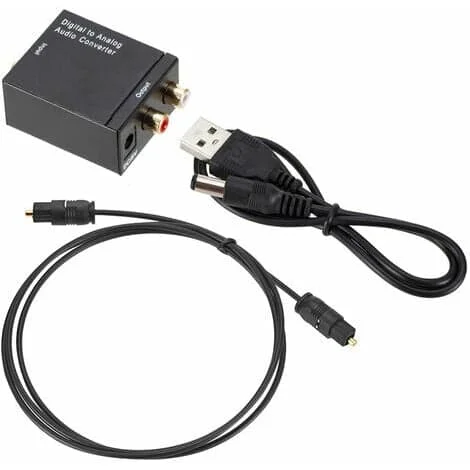 Digital till Analog Ljudomvandlare Optisk till RCA Ljud Switch Box Toslink Koaxial AV Switch Väljare Box, Svart
