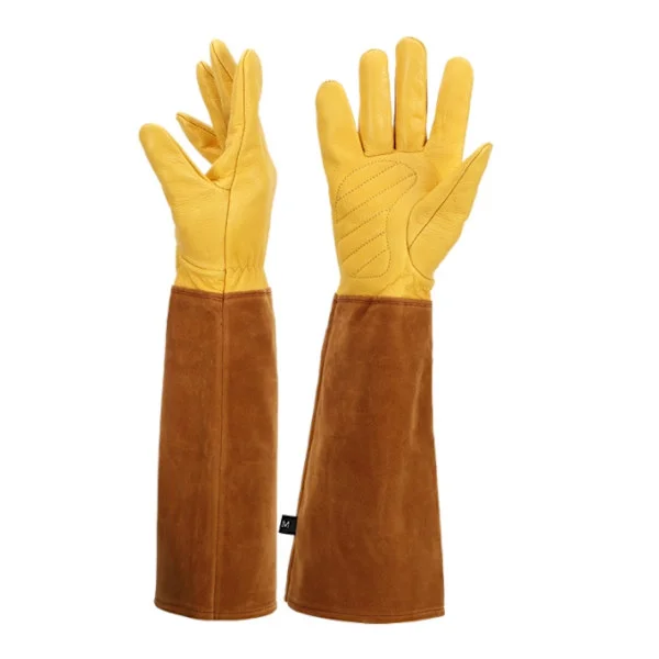 Havehandsker læder udvidet tykke havehandsker rose stiksikre biavl handsker arbejde svejsehandsker BC kvalitet M kode 44.12CM