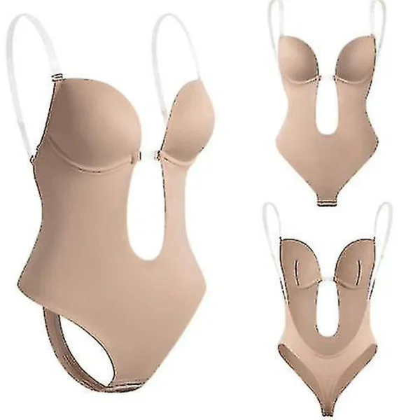 Kvinnors rygglösa Shapewear Djup Vhals Body Shaper för klänning med låg rygg vY