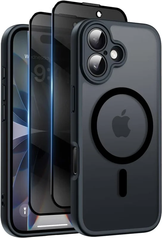 Magnetiskt skal för iPhone 17, [Kameraskydd] [15FT Militärt Fallskydd] Genomskinlig Matt Baksida Slim Stötsäkert Telefonskal