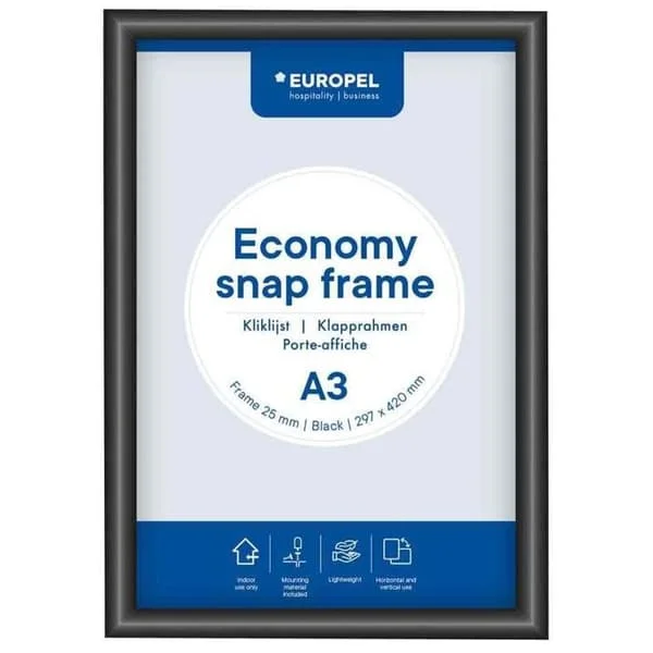 Affischram ECONOMY, A3, 25 mm, svart