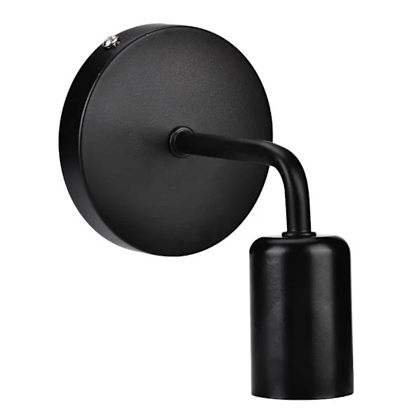 Enkel veggmontert lampeholder for nattbord, korridor - lampeskjerm med E27-sokkel (svart)