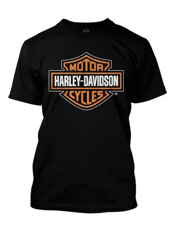 【BQ】Orange Bar & Shield Svart T-paita 30290591 Harley Davidson-ooo13