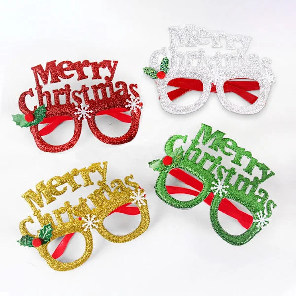 4 Pieces Christmas Glitter Party Glasses New Year Happy New Year Glasses Photo Props Funny Glasses for New Year's Eve Party Decoration Accessories