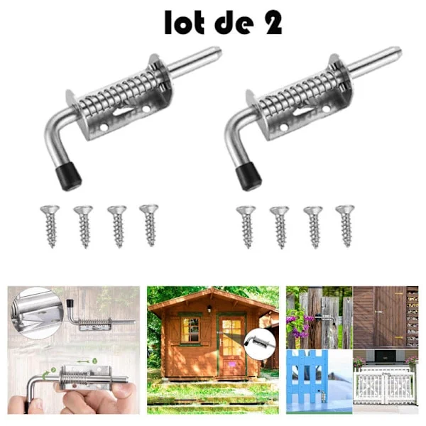 2 Pcs Heavy Duty Stainless Steel Spring Latches, 10 x 128 mm Stainless Steel Spring Bolts, Cylinder Bolt for Garden Garage Door, Cabinet
