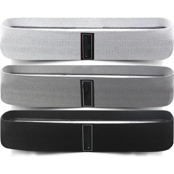 Motståndsband för höfter, fitnessbandset, yogabälte, dragstyrketräningsband, yogaband (ljusgrå + mellangrå + svart)