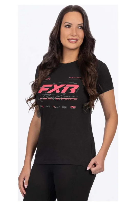 T-Skjorte FXR Race Division Premium Dame Svart/Solkyssetkorall M