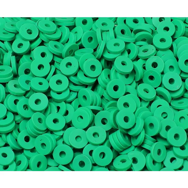 2000+ stk. limegrønne lerperler i løs vægt, polymerlerperler til armbånd, heishi-perler til armbånd, flade perler (6 mm).