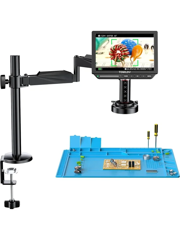 AliExpress - TOMLOV mikroskope digital 4K, Autofokus digital mikroskop TM4K-AF Flexarm HDMI microscope 2000X lupe 8" Display microskop