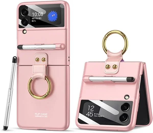 Mobilcover med ring flip-cover og kapacitiv pen til Samsung Galaxy Z Flip 3