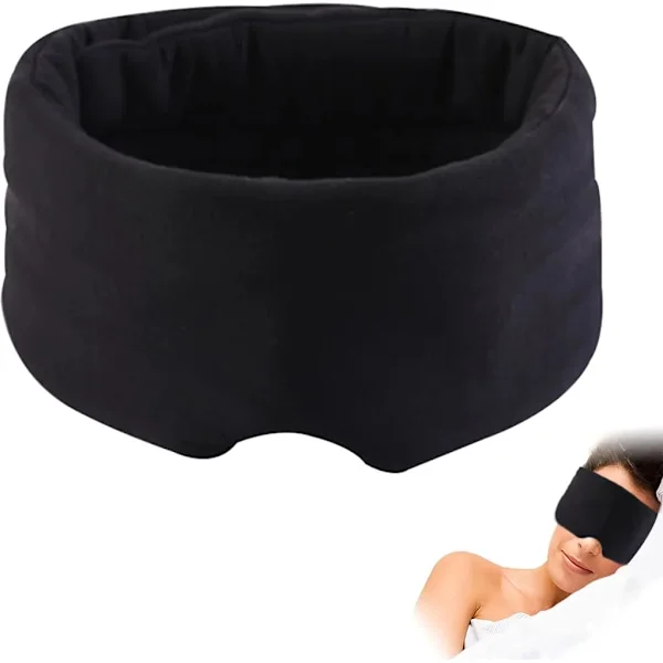 100% håndlavet søvnmaske i bomuld, justerbar flyvemaske med rejsetaske, søvnmaske til kvinder, sort