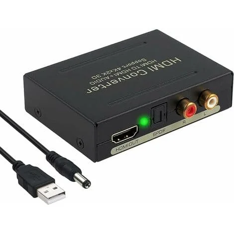 4K HDMI Ljudomvandlare 2160p HDMI till HDMI+Optisk SPDIF/Toslink RCA L/R Ljudextraherare Digital till Analog DAC Videoadapter 4KX2K Blu-ray [qb]
