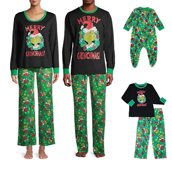 Jul Familj Grinch Pyjamas Pjs Vuxen Barn Xmas Party Nattkläder Pyjamas Set#yyjfs210820