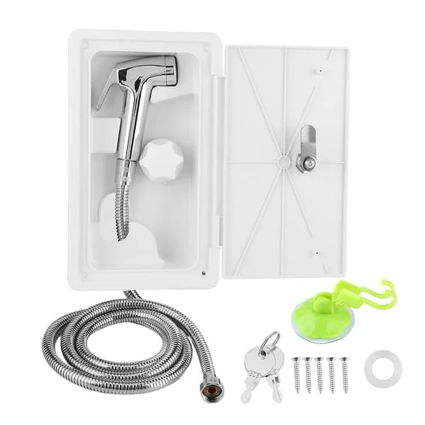 Marine Boat RV Hot Cold Water Faucet Shower Box Kit 2 Keys