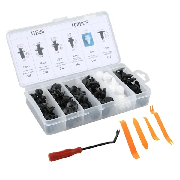 100 st Universal Plastclips Bil Auto Push Retainer Pin Rivet Trim Clip Panel Auto Fästsats A