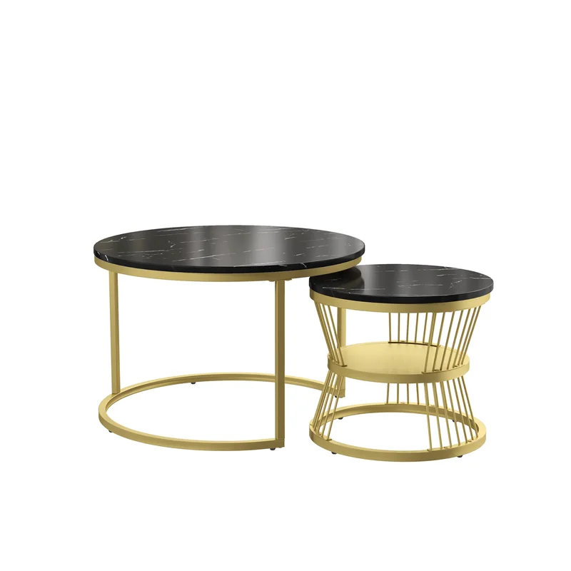 AliExpress - Fangange – ensemble de 2 tables gigognes, tables basses rondes modernes avec rangement, tables d'appoint pour canapé, meubles de salon, 