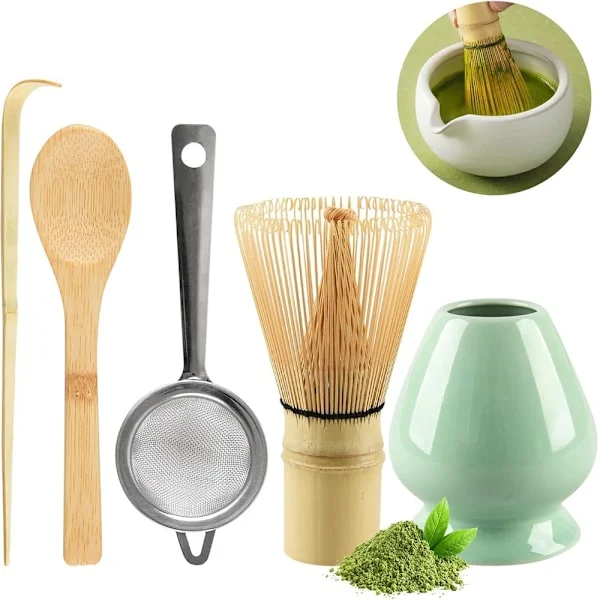 5-osainen matcha-setti, matcha-vispilä, matcha-teesetti, täydellinen lahja matcha-ystäville.-FF-
