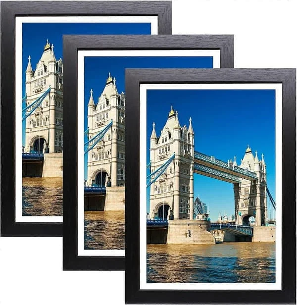 A4 Fotorammer, 3-pakning Svarte Plakatrammer (21x29,7cm), Egnet for Skrivebord og Veggmontering